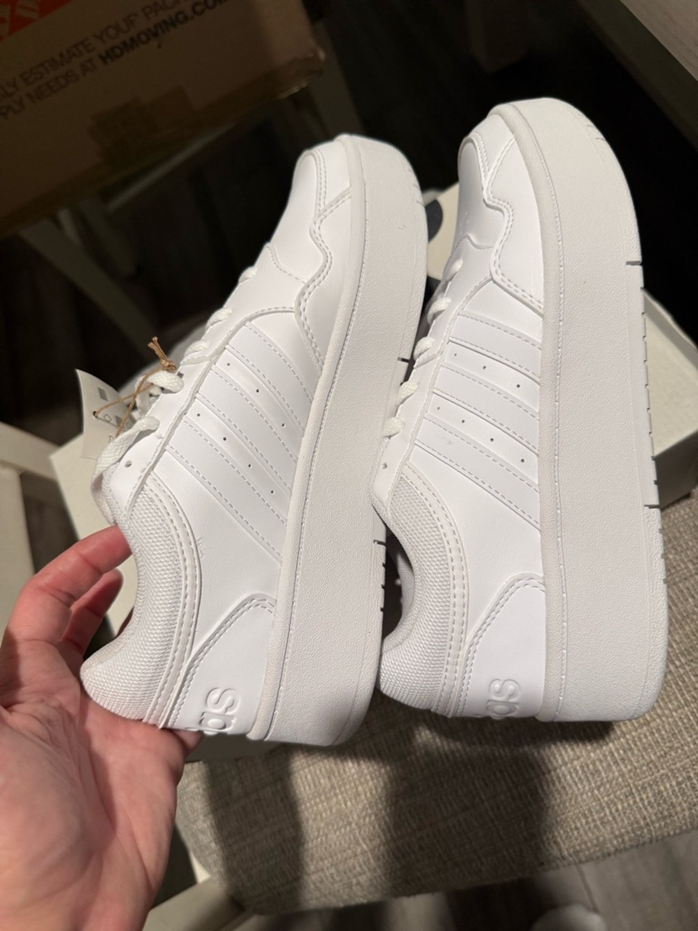 adidas Hoops 3.0 Bold J Triple White 6.5Y